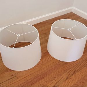 (2) Target Threshold Drum Linen White Lampshades | Large